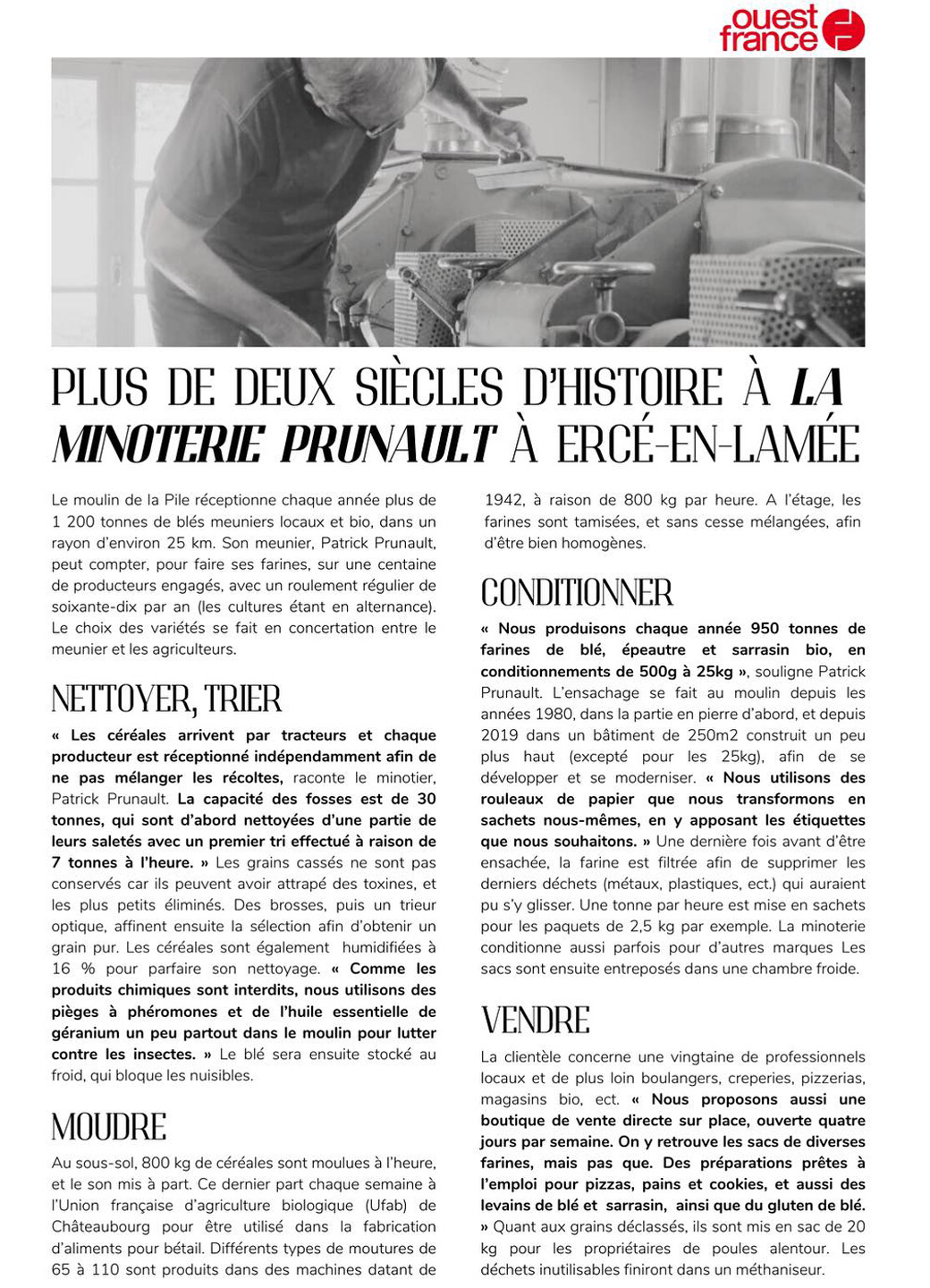 Article Ouest France Minoterie Prunault